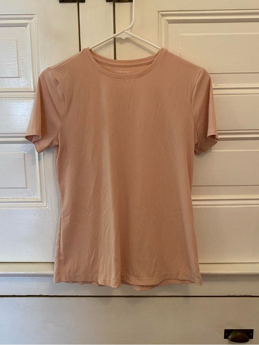 Nine West Short Sleeve Crewneck Tee in Light Blush